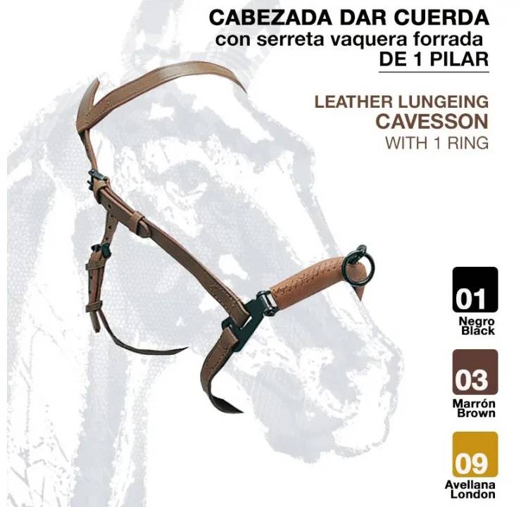 Cabezada de Presentación Con Serreta Vaquera Forrada 1 Pilar Color Negro