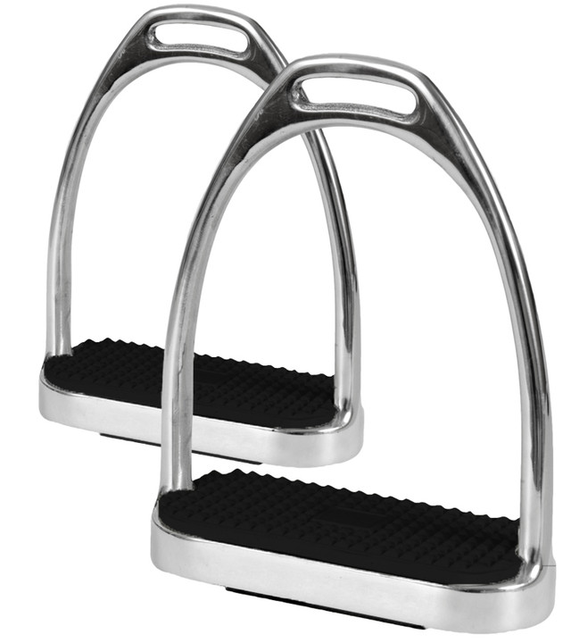 Estribos de Acero Inoxidable Con Plantilla de Hule Negro Talla 4 3/4"