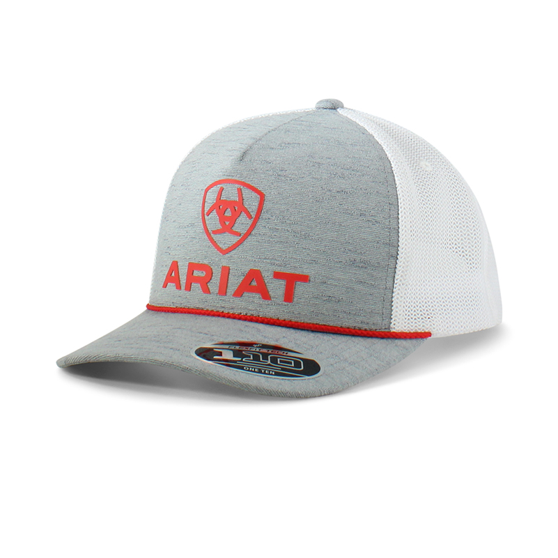 Gorra Ariat Flex Fit 110 Snap Back Lazo Color Gris/Rojo