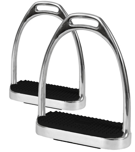 [4603-4-3/4] Estribos de Acero Inoxidable Con Plantilla de Hule Negro Talla 4 3/4"