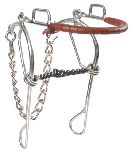 [11026] Jáquima de Acero Inoxidable Forrada de Cuero y Bocado Twist Talla 5"