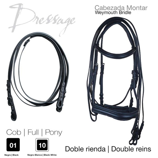 [210192450201] Cabezada Para Adiestramiento Doble Rienda Color Negro Talla Full