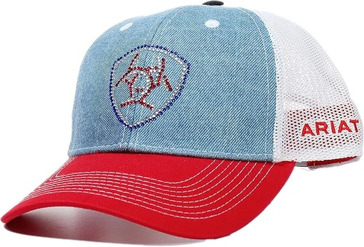 [A300062227] Gorra Ariat Logo Cristal Color Rojo/Azul