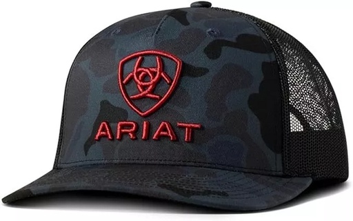 [A300090103] Gorra Ariat R112 Snap Back Camo 3D Logo Bordado Color Azul Marino
