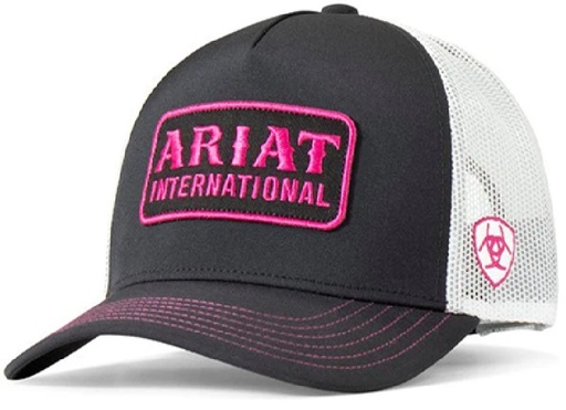 [A300084401] Gorra Ariat Negro/Blanco/Rosado