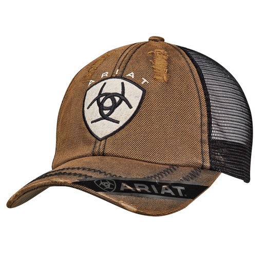 [15227133] Gorra Ariat Trucker Con Logo Bordado en un Parche de Algodón Cepillado Color Café/Negro