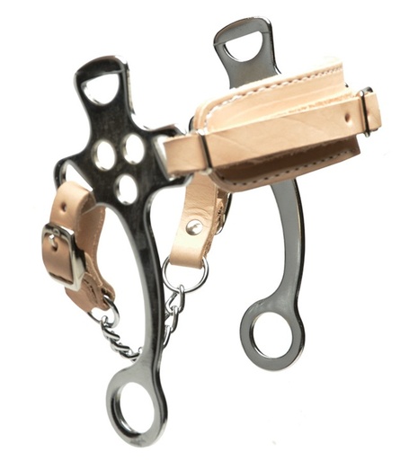 [10453] Jáquima de Cuero Con Patas Cromadas de 6"