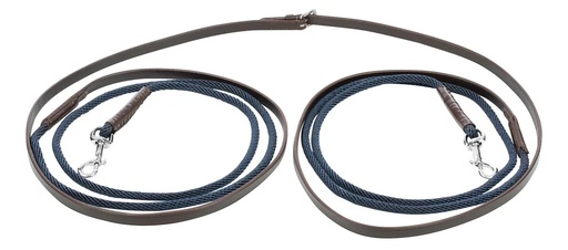 [E10039-CBR/NV] Riendas Corredizas de Cuero y Lazo Equinavia Saga Color Chocolate/Azul