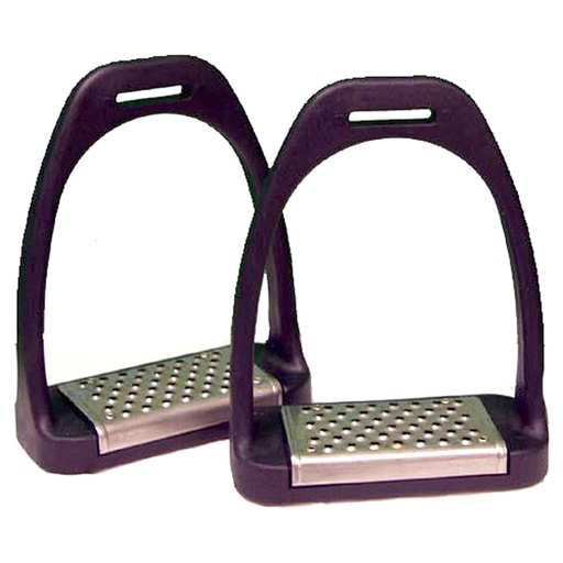 [CZ2013] Estribos Livianos de Nailon Talla 4 3/4" Con Plantilla de Acero Inoxidable