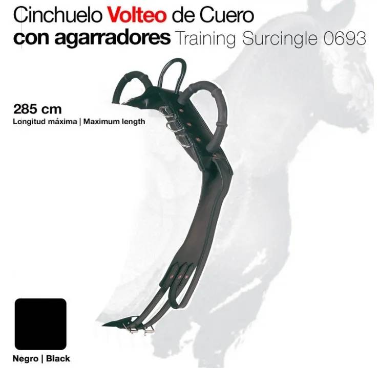 Cincho Para Volteo de Cuero Con Agarradores Color Negro
