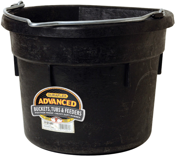 Cubeta de Espalda Plana de Hule de 18 QT Color Negro
