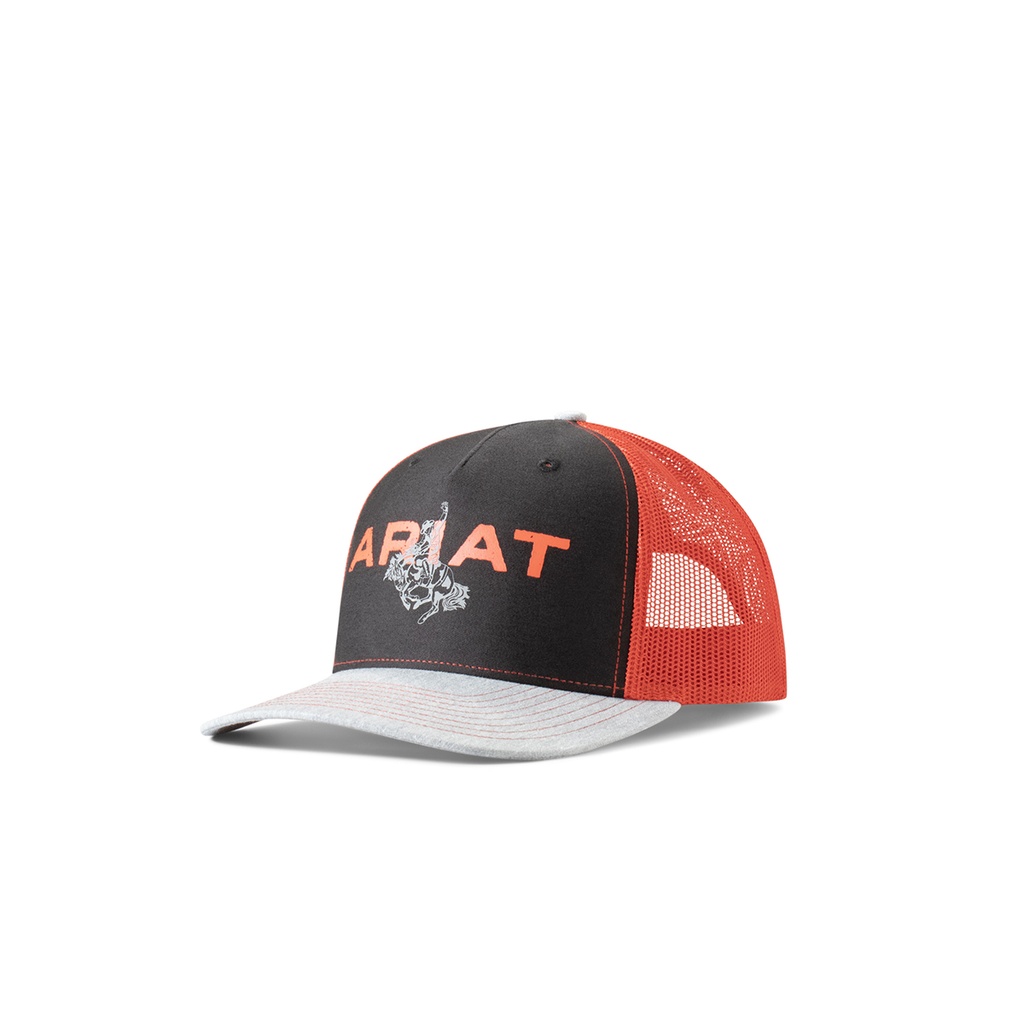 Gorra Ariat Bucking Bronco Color Negro/Rojo