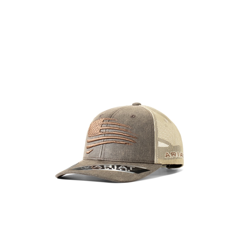 Gorra Ariat Semi Curved Color Distressed Brown Talla Youth