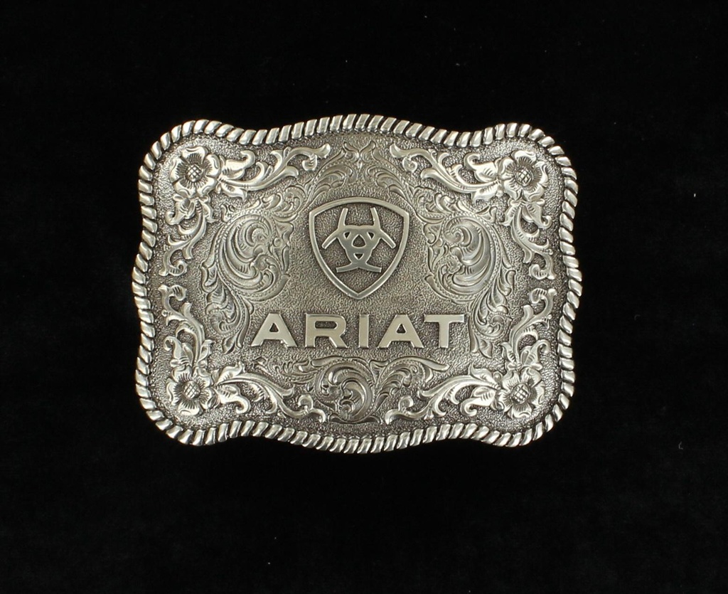Hebilla Ariat Rectangular Plateado Antiguo