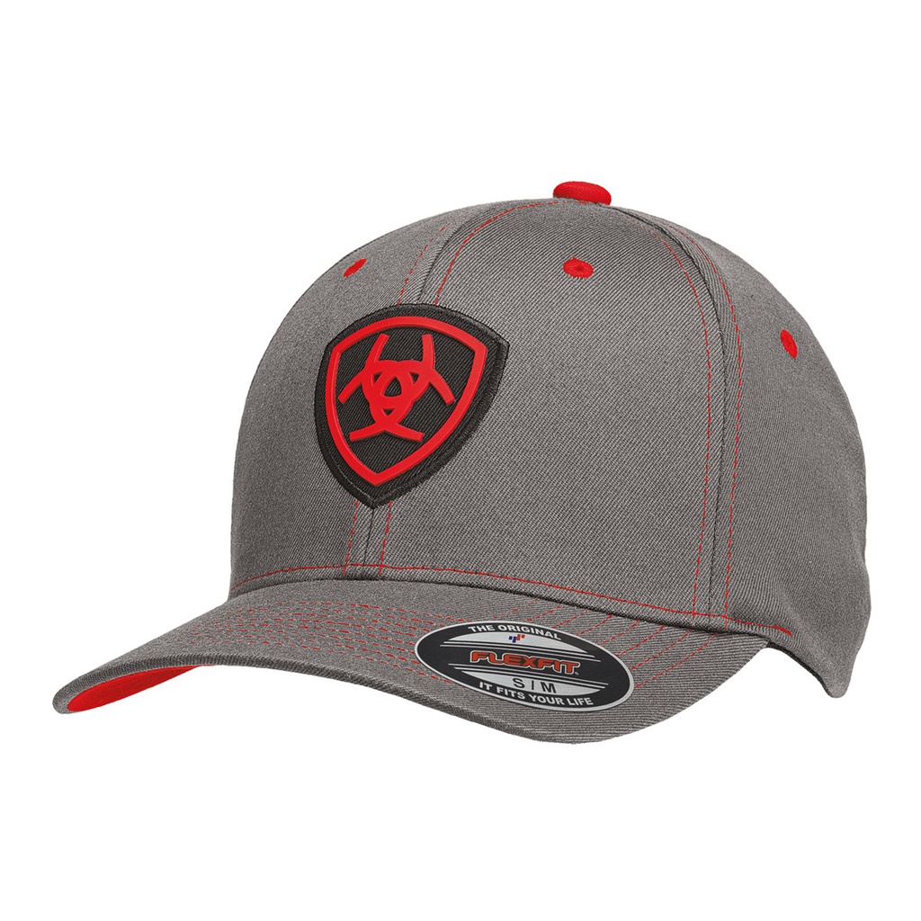 Gorra Ariat Flex Fit Talla L/XL Color Gris/Rojo