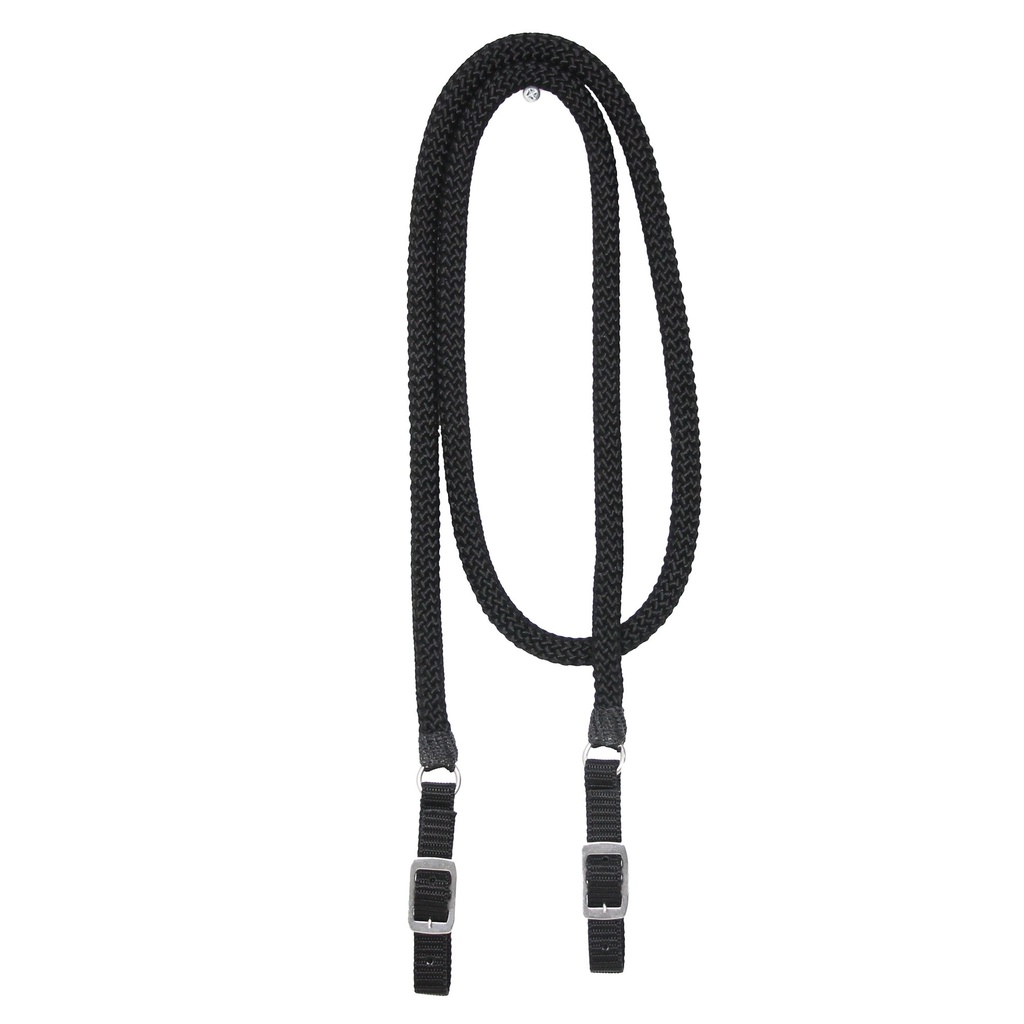 Rienda Delgada Calibre 15 Con Correa Reata Mesacé Color Negro