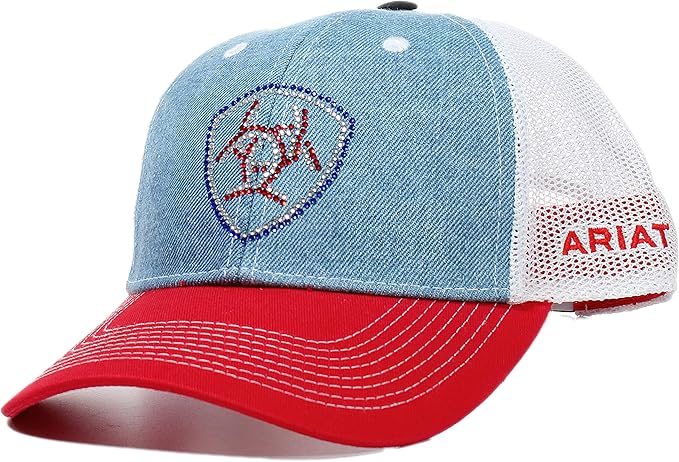 Gorra Ariat Logo Cristal Color Rojo/Azul