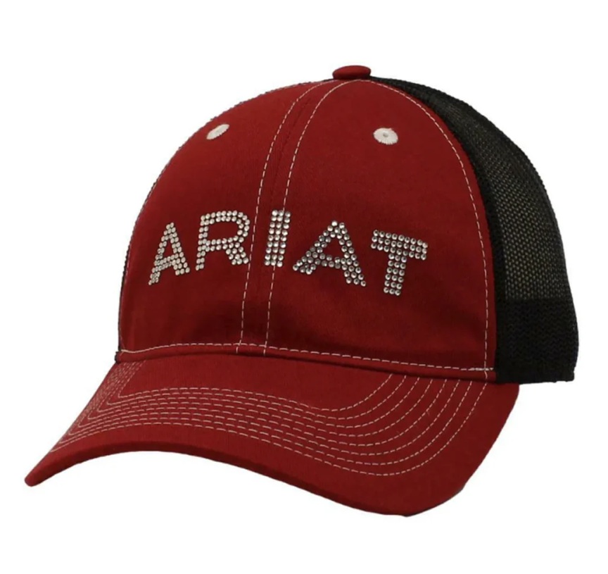 Gorra Ariat Rhinestone Color Rojo/Negro