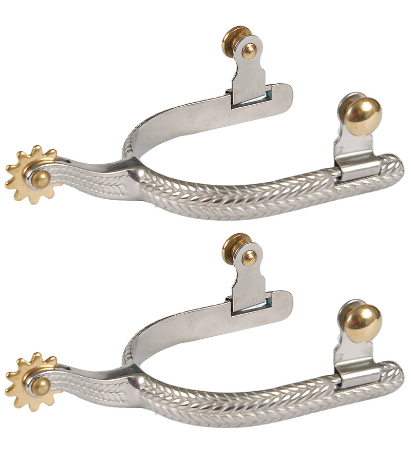 Espuela Texana de Acero Inoxidable con Banda Labrada de 1/2"