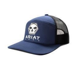 Gorra Ariat Para Hombre Snap Back Hexagon Bolt Skull Color Azul Marino