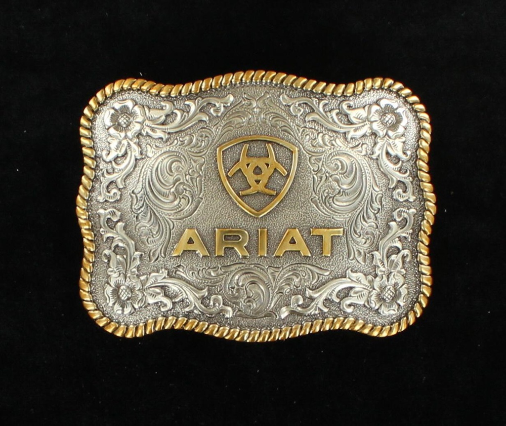 Hebilla Ariat Antique Silver And Gold Rectangular