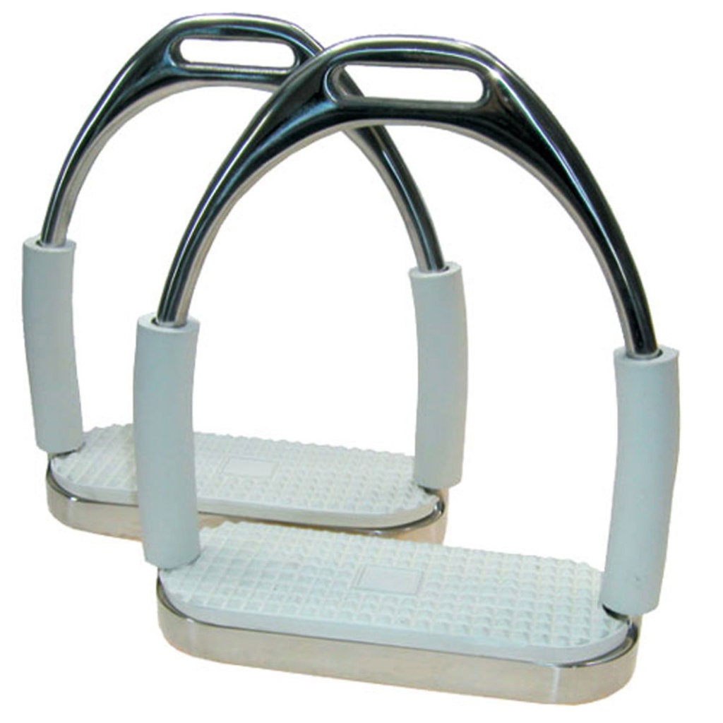 Estribo Articulado Talla 4 3/4" Con Plantilla de Hule Blanca