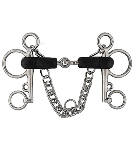 Freno Pelham Articulado Forrado de Hule Talla 5"