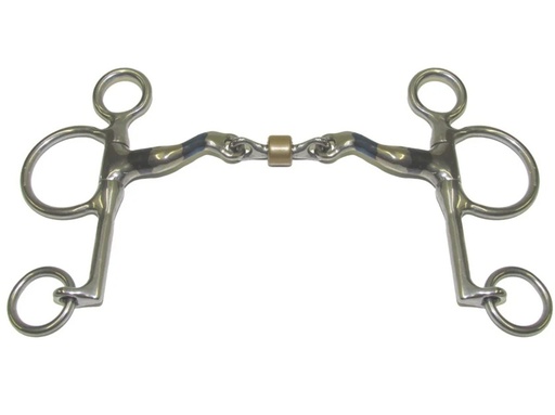 [BPE55MH0013514] Freno Pelham Bombers McHardy Doble Articulado con Roller de Cobre Talla 13.5 Con Pata 55 mm y Grosor 14 mm 
