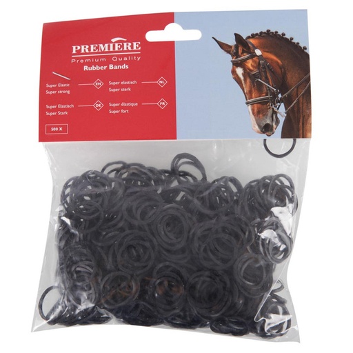 [741903B001000] Hules Para Trenzar Premiere Color Negro Bolsa de 500 Unidades