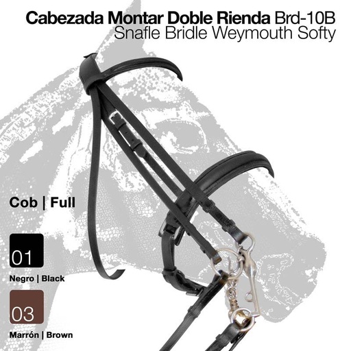 [210191370201] Cabezada Zaldi Doble Rienda Para Adiestramiento Talla Full Color Negro