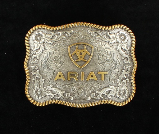 [A37007] Hebilla Ariat Antique Silver And Gold Rectangular