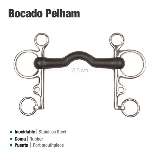 Freno Pelham Forrado de Hule Con Arco